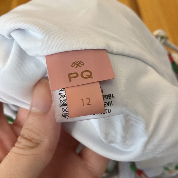 PQ Swim Girls White Ruffled One Piece Swimsuit With Strawberry Print Size 12 - Picture 6 of 7